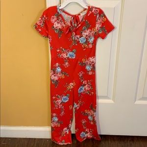 Pinc Premium Girl Red Floral Romper Size 4